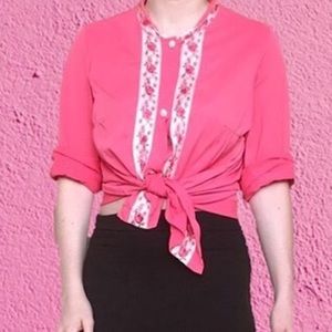 Vintage Hot Pink Button Down Blouse