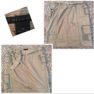 The Limited army fatigue green cargo skirt w belt