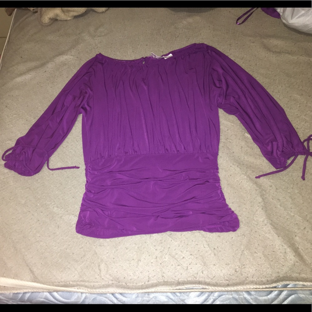 purple long sleeve shirt