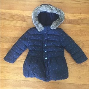 Girl's winter coat with fur lined hood