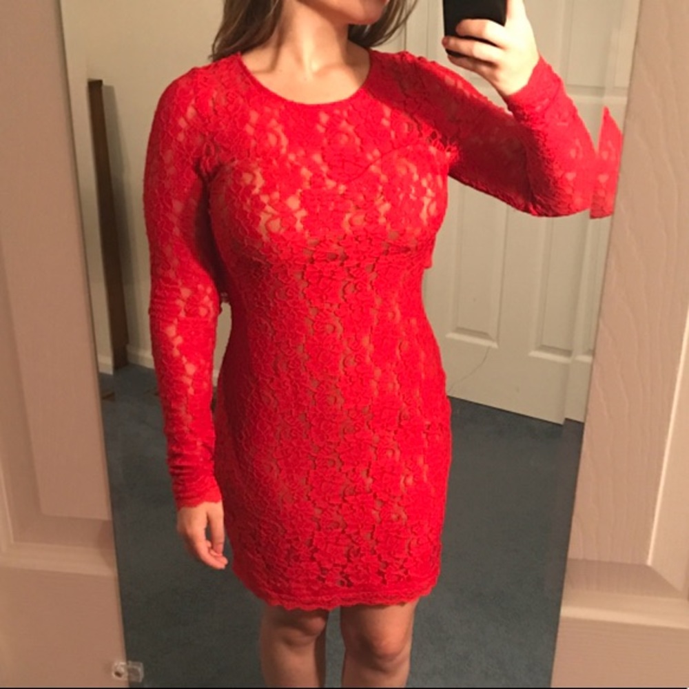 Express red lace dress
