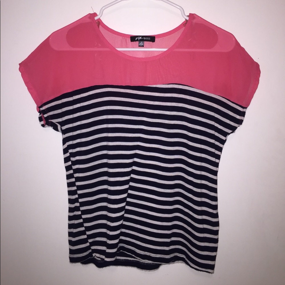 Pink and Black Striped Shirt