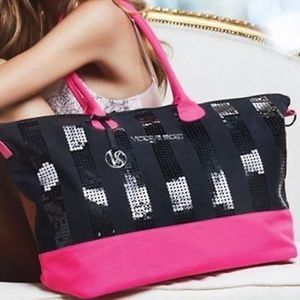 Victoria's Secret Pink/Black Sequin Tote