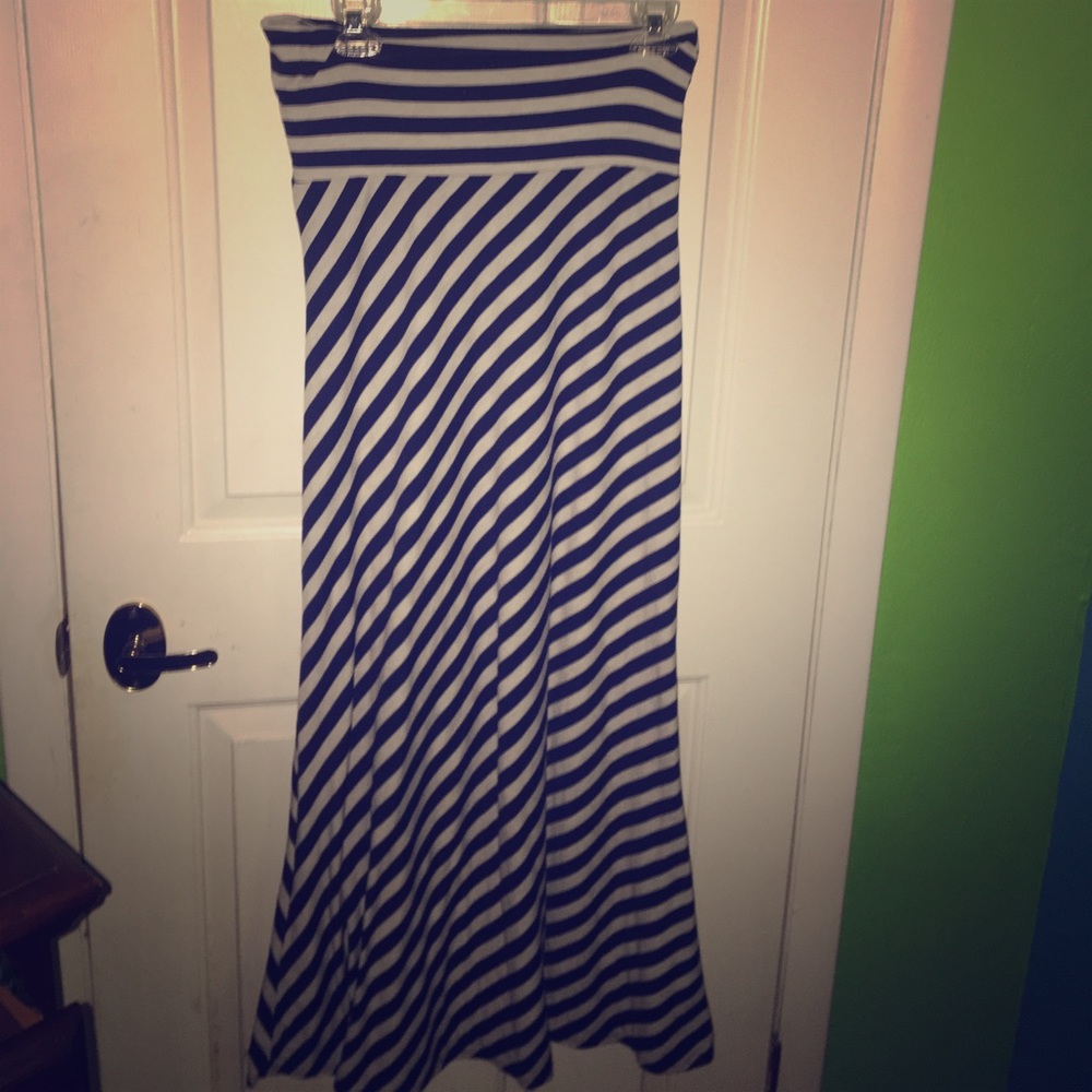 Blue and white maxi skirt