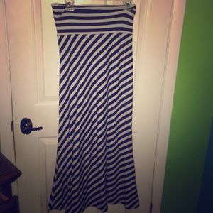 Blue and white maxi skirt