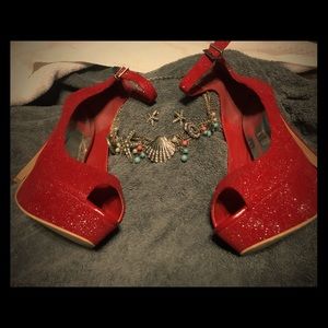 Red Pump Sparkled Heels 👠