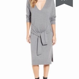 grey tie waist sweater dress