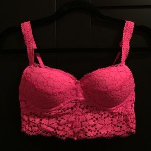 Hot pink lace bralette