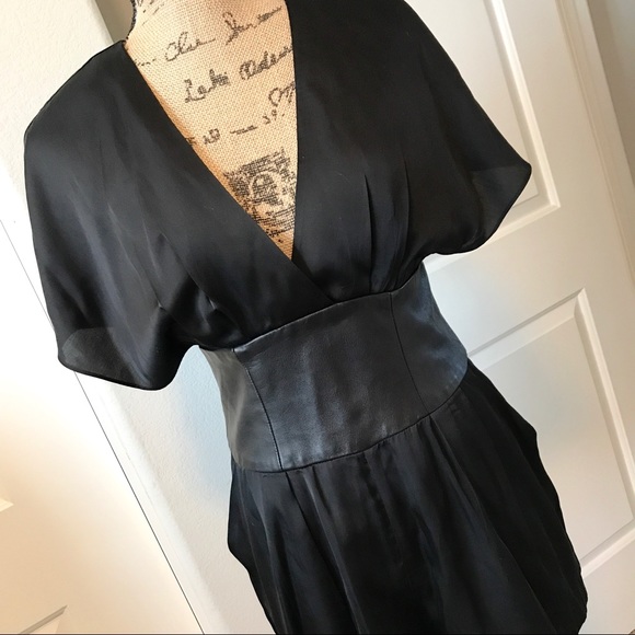 BEBE women's black romper with faux leather band - Picture 3 of 5