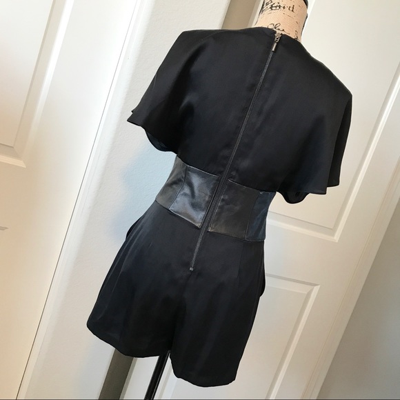 BEBE women's black romper with faux leather band - Picture 4 of 5