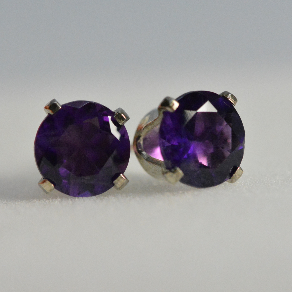 Amethyst Earrings sterling silver studs 6mm round