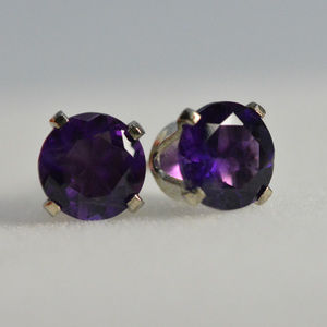 Amethyst Earrings sterling silver studs 6mm round