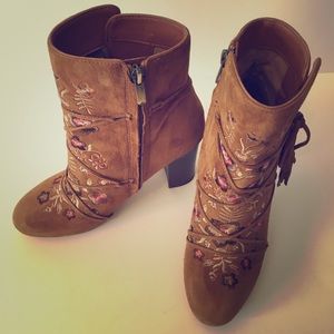 SAM EDELMAN Embroidered Suede Bootie