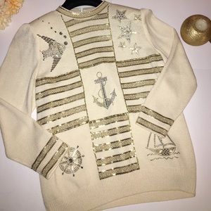 St. John Traditional Knit Sequin Detailed Top