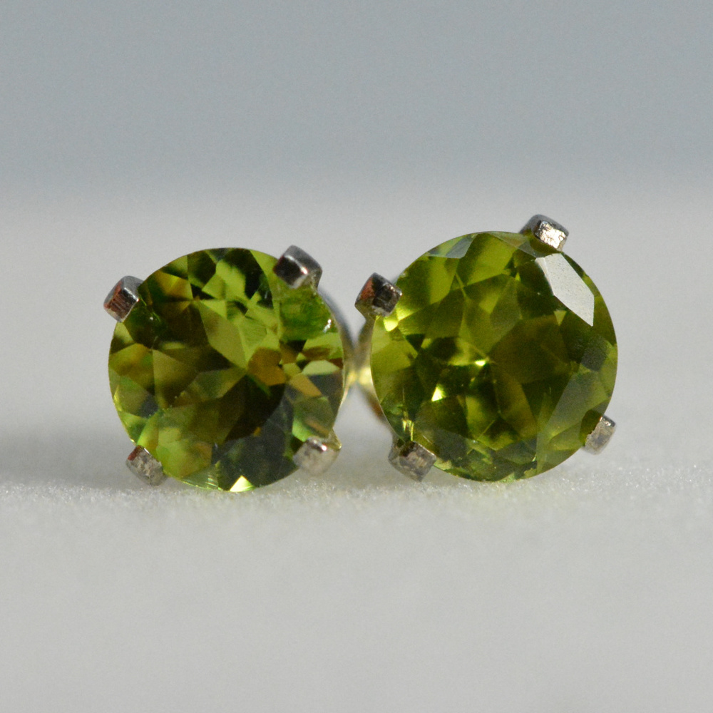 Peridot Earrings sterling silver studs 6mm green