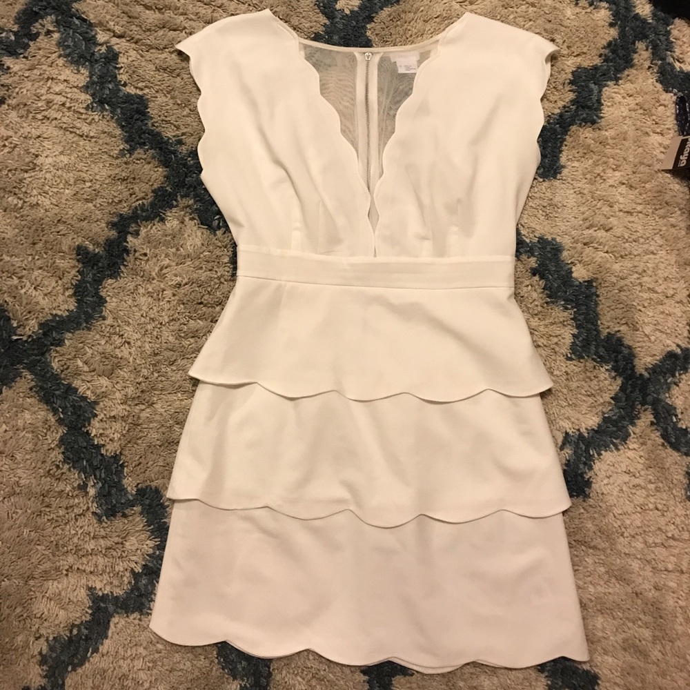 White dress with mesh cleavage