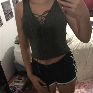 Cute lace up crop top