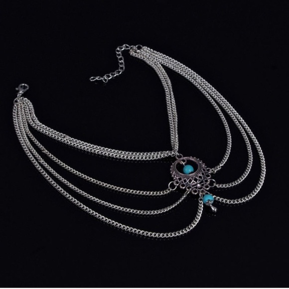 Pair of BOHO turquoise anklets - Picture 3 of 4