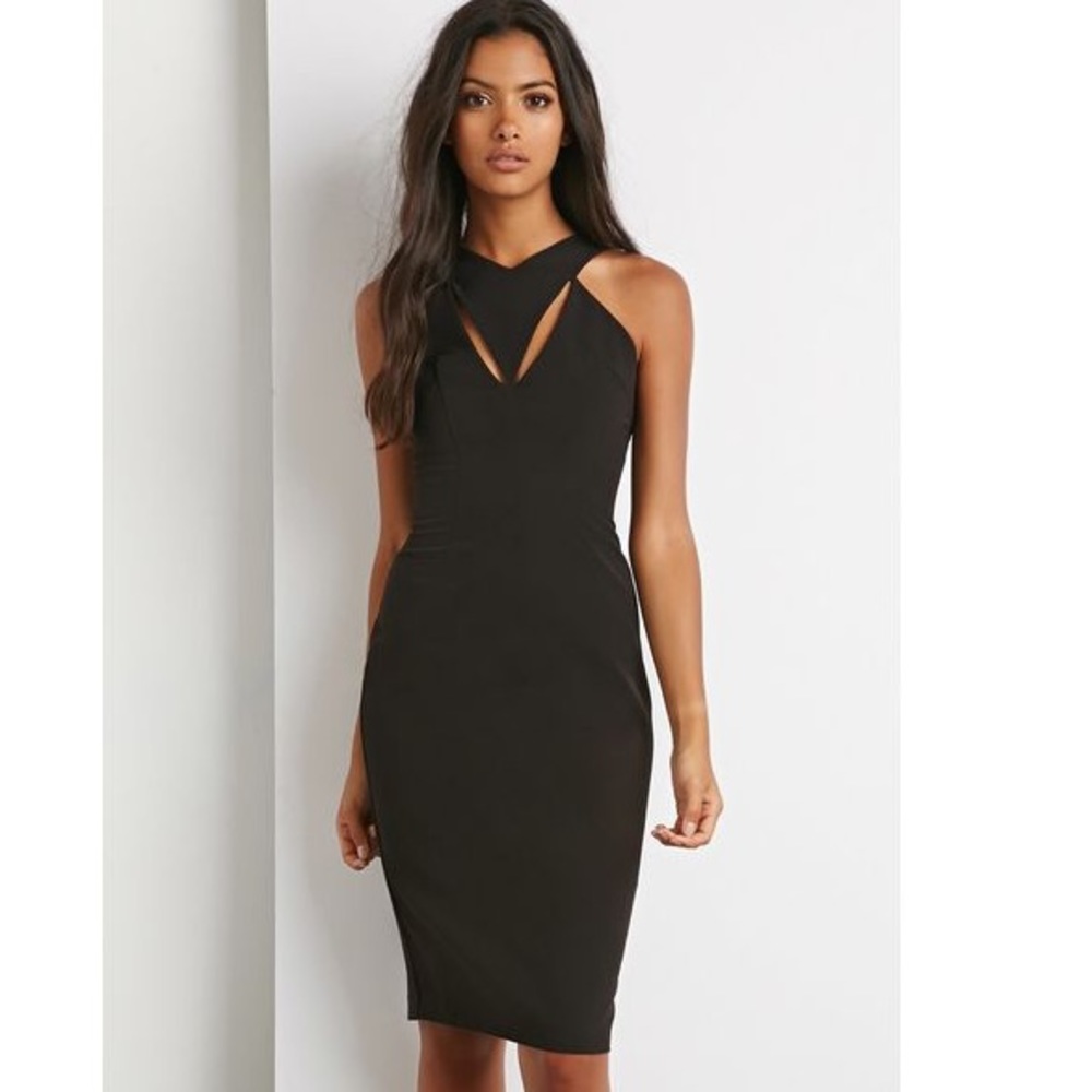 Black Cutout Bodycon Midi Dress