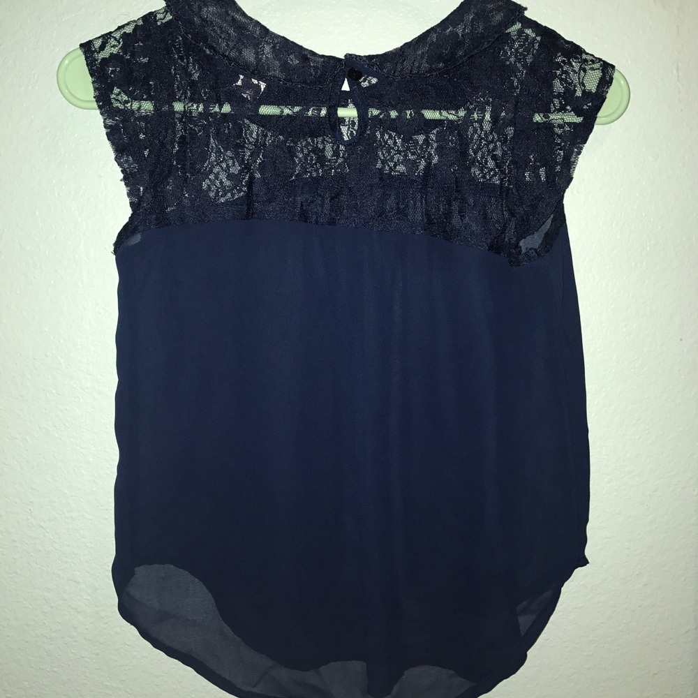 Blue sheer collar top
