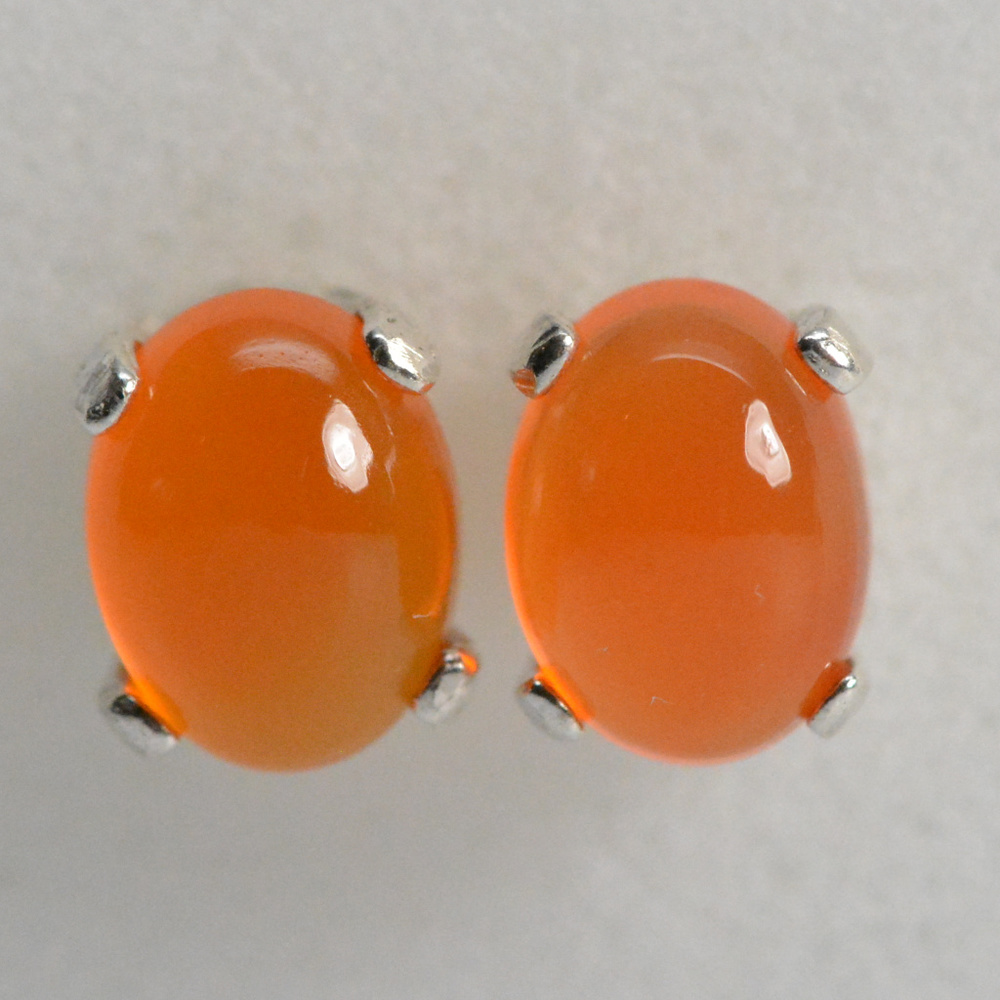 Carnelian earrings 925 sterling silver studs 8x6