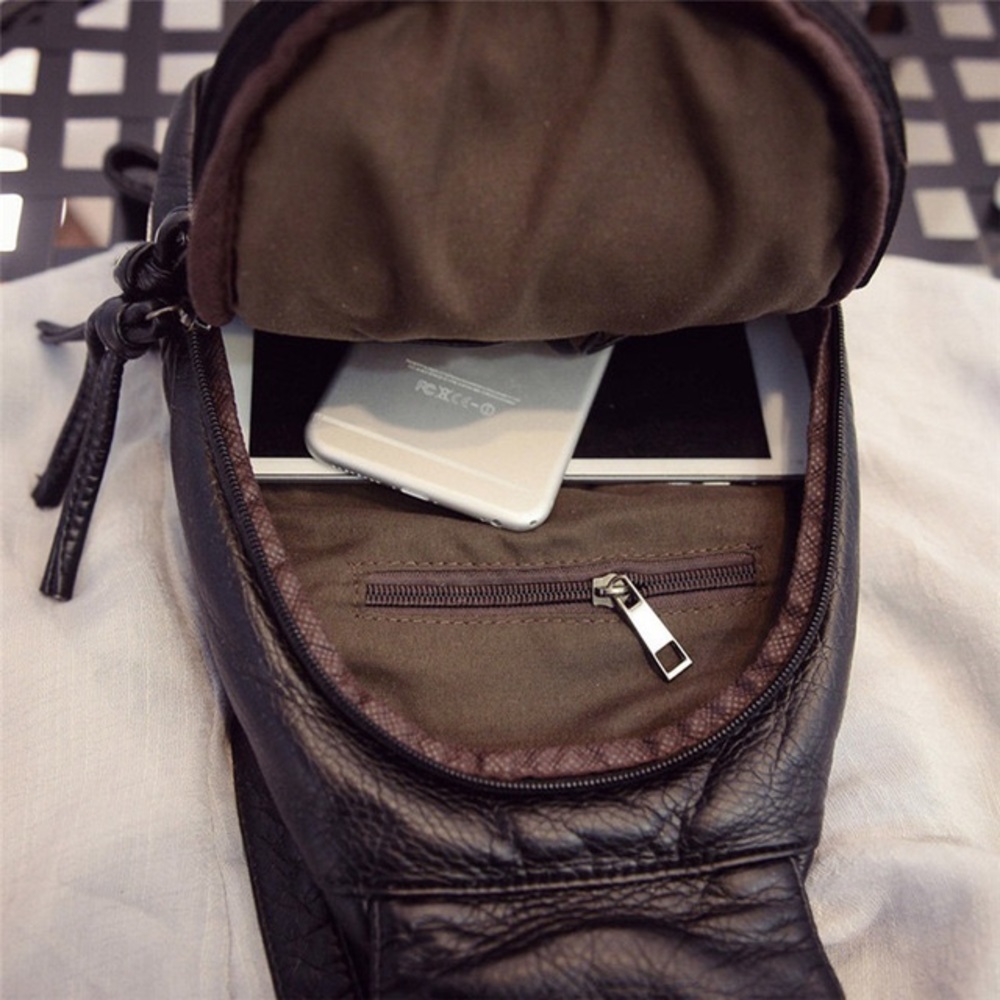 Black faux leather mini backpack - Picture 3 of 3