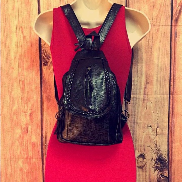 Black faux leather mini backpack - Picture 2 of 3