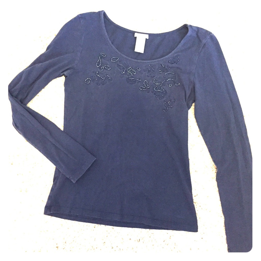 Xs Anne Taylor navy blue long sleeve top