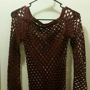 Burgundy long shelve shirt