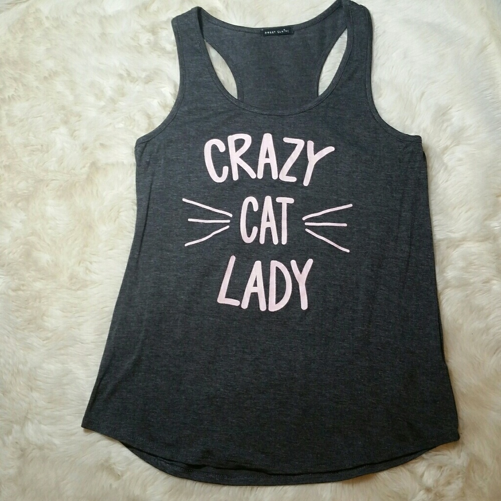 Crazy Cat Lady Flowy Racerback Tank Sml Med Large - Picture 4 of 5