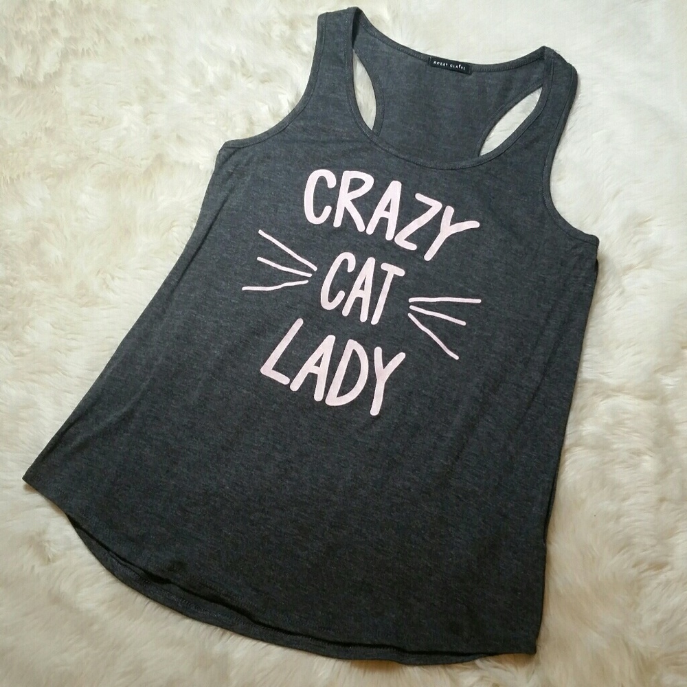 Crazy Cat Lady Flowy Racerback Tank Sml Med Large - Picture 3 of 5