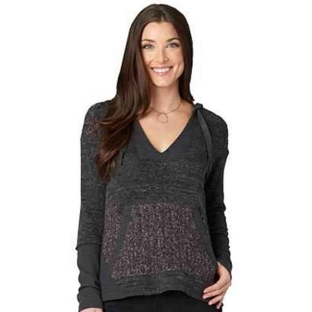 Democracy Knit Sweater ⭐Hooded⭐V Neck⭐Gray