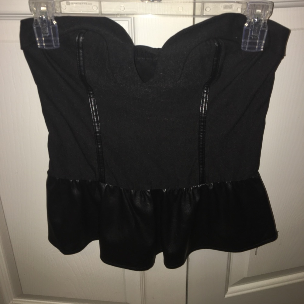 Black Leather strapless shirt