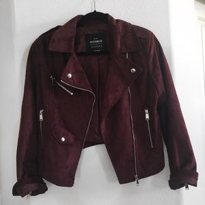 COTTON ON burgundy faux suede biker jacket