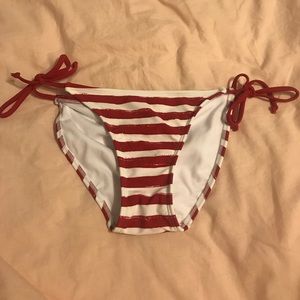 Red and White Tie Swimsuit Bottoms