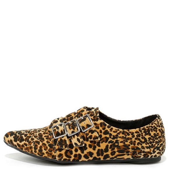 Leopard Buckle Threat Boyfriend Loafer Flats - Picture 2 of 3