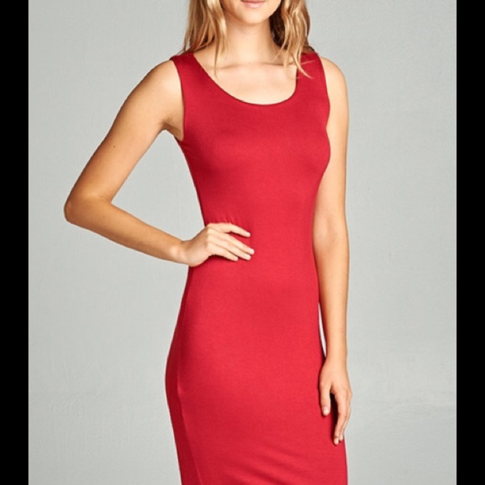 Ladder Back Dress - Red - Picture 5 of 6