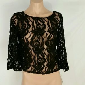 Nwt black lace 3/4 sleeve top size small