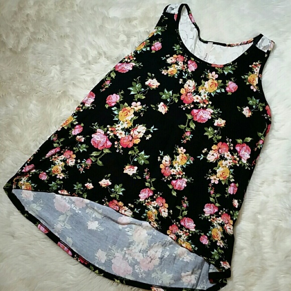 Floral Lace Flowy Hi Low Tank Small Medium Large - Picture 2 of 8