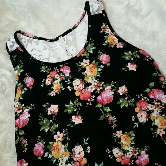 Floral Lace Flowy Hi Low Tank Small Medium Large - Picture 5 of 8