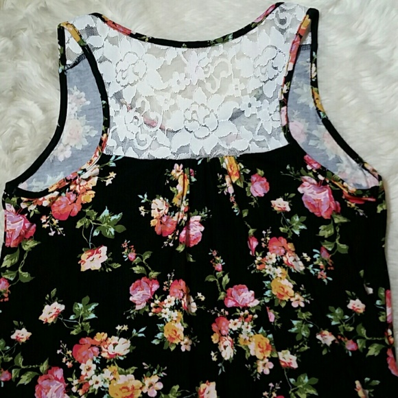 Floral Lace Flowy Hi Low Tank Small Medium Large - Picture 7 of 8