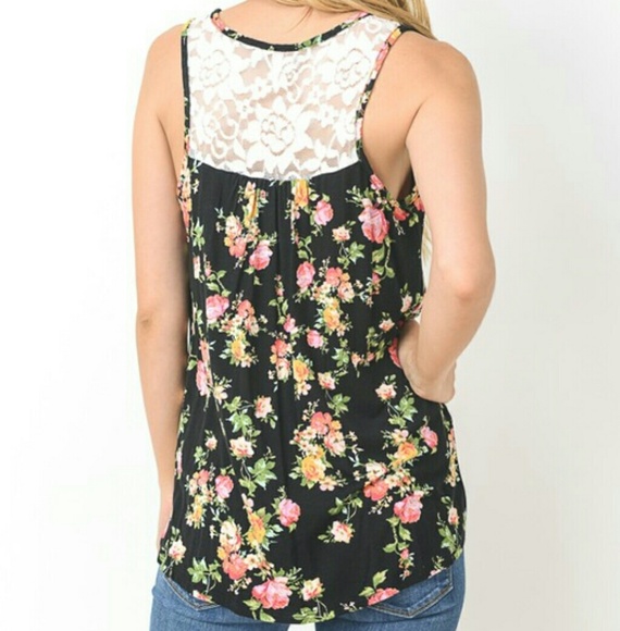 Floral Lace Flowy Hi Low Tank Small Medium Large - Picture 8 of 8