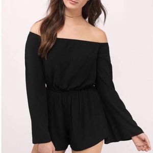 off the shoulder black romper