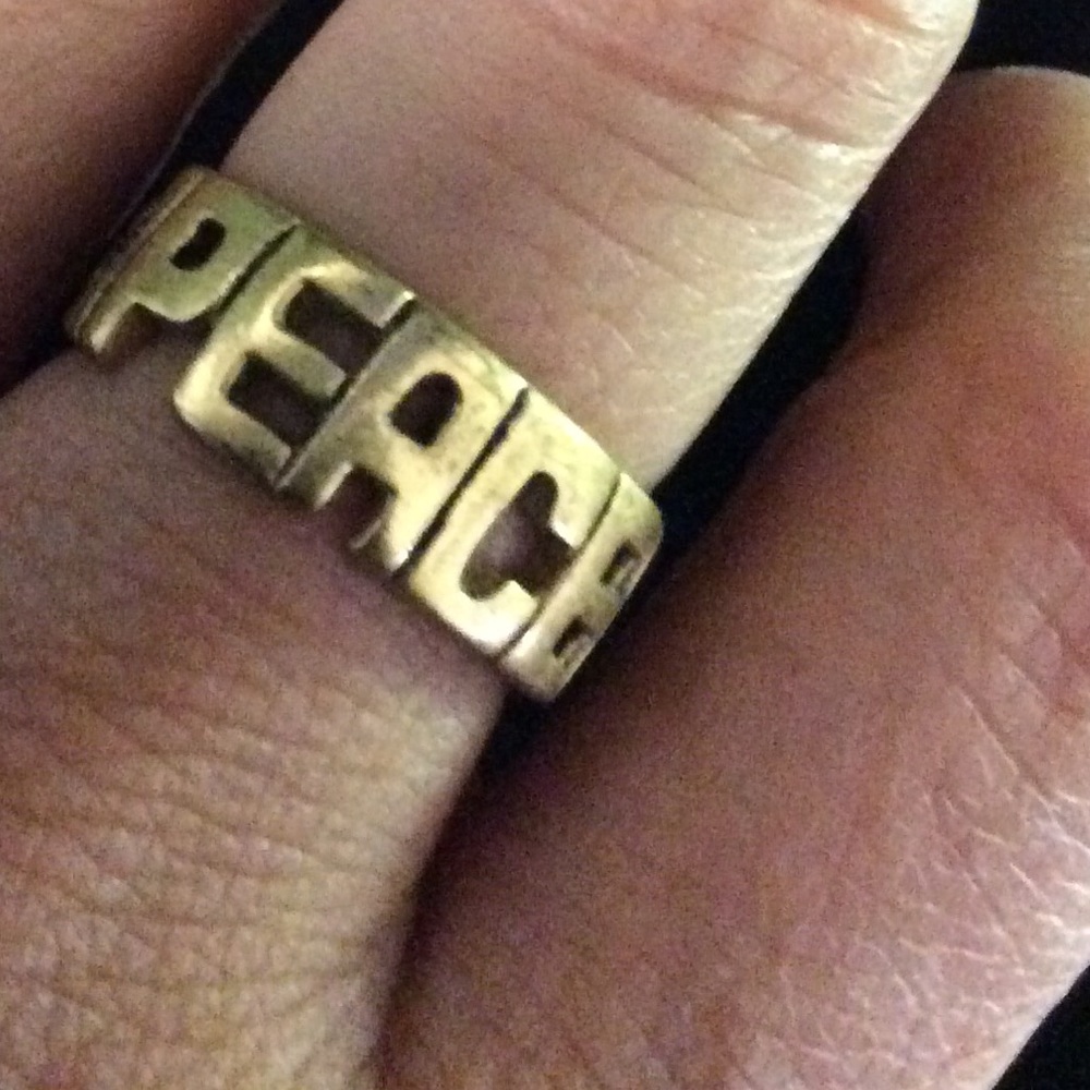 PEACE gold tone lucky brand ring