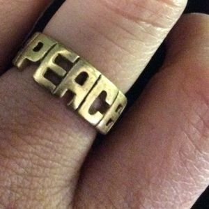 PEACE gold tone lucky brand ring