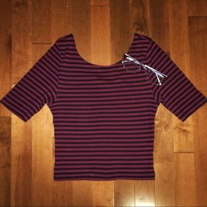 Forever 21 Striped Crop Top | Burgundy | Size: S