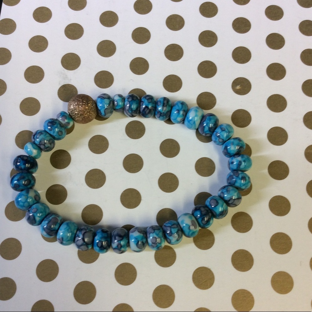 Funky turquoise bracelet with gold ball