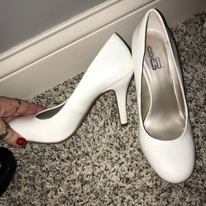 White leather heels