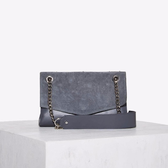✨NEW✨ Gray Studded Leather Chain Crossbody Bag - Picture 4 of 8