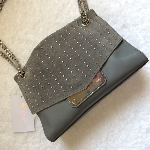 ✨NEW✨ Gray Studded Leather Chain Crossbody Bag - Picture 6 of 8